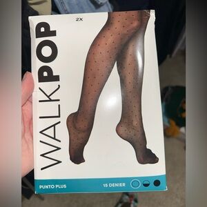WALKPOP Sheer Polka Dot Tights - Black